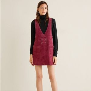 Mango genuine leather pinafore dress